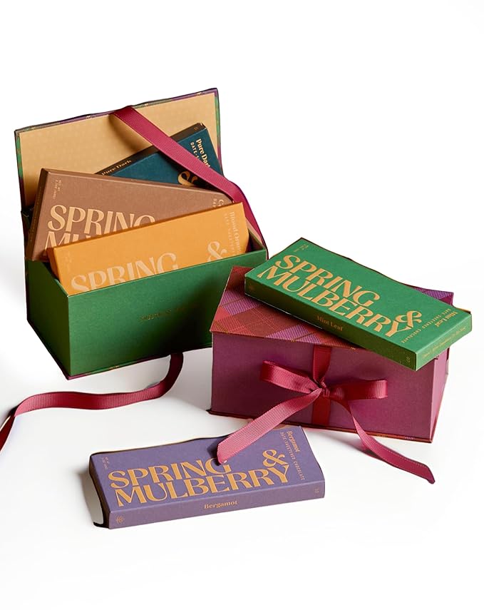 Spring &amp Mulberry Healthy Dark Chocolate Bars Sugar Free - Date Sweetened Chocolate Gift Box - Healthy Bars Gluten Free &amp Vegan - All Bar Holiday Chocolates Gift Set