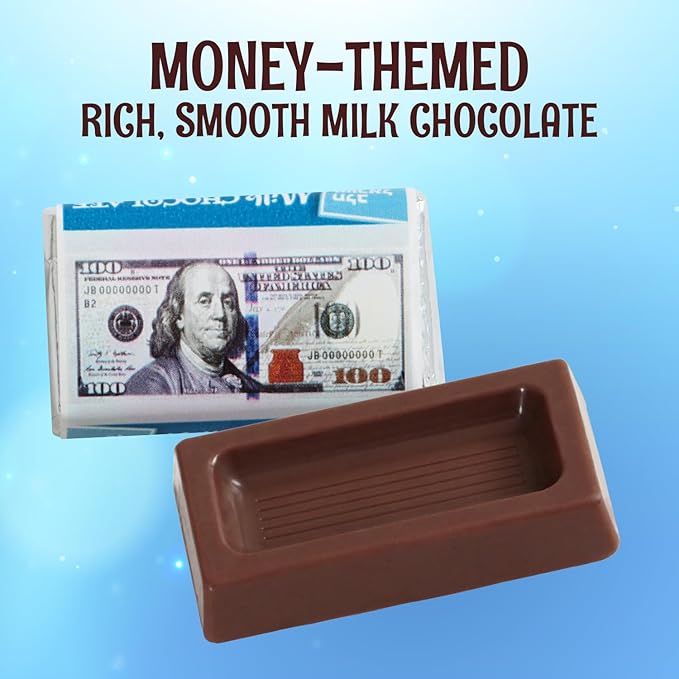Money Chocolate Bars 4oz Bag of Money Themed Candy Perfect Chocolate Dollar Bills for Party Favors Piñatas Classroom Rewards or Holiday Stockings Great for Kids Adults Teachers and Collectors (