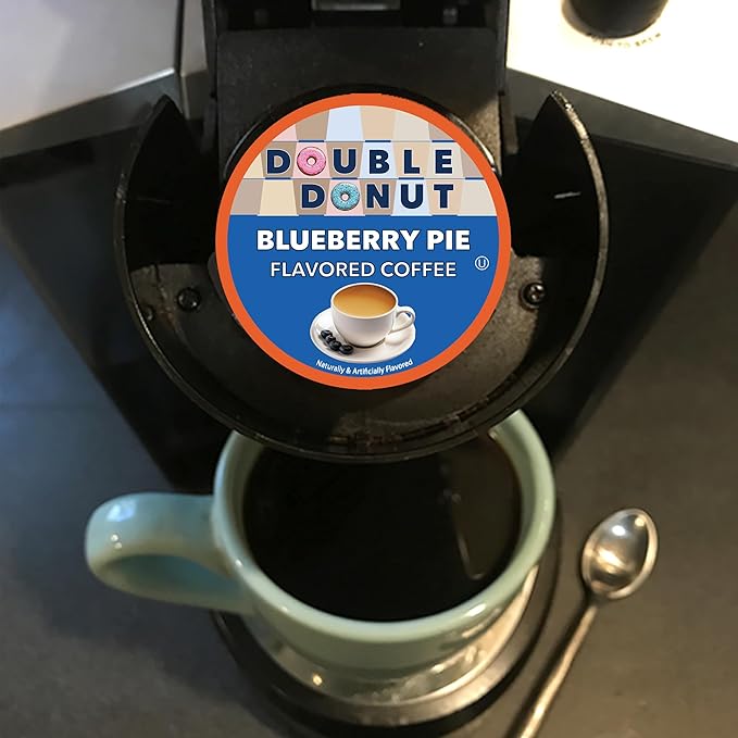 Double Donut Coffee Blueberry Flavored Coffee Pods Medium Roast CoffeeCompatible with Keurig K Cups Brewers 72 Cups