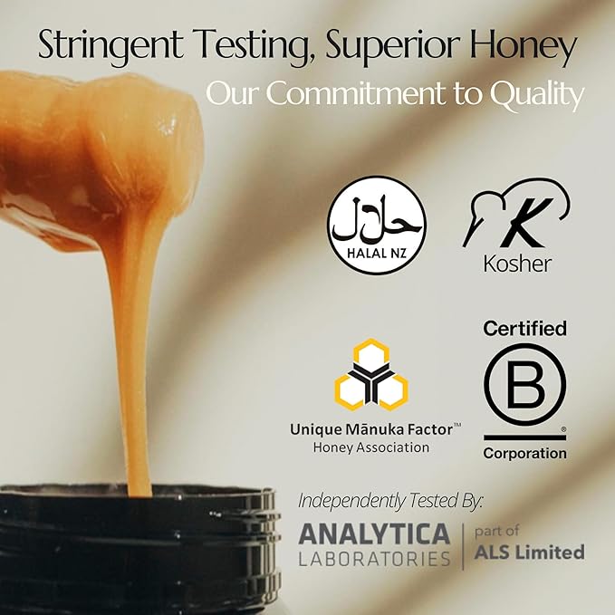 BeeNZ Raw Manuka Honey Certified UMF 5+ (MGO 83+) 2 Pack Pure New Zealand Manuka Honey Superfood Honey for Wellness Support No Sugar Added Traceable from Hive to Jar 8.8 oz/250g &amp 17.6 oz/50