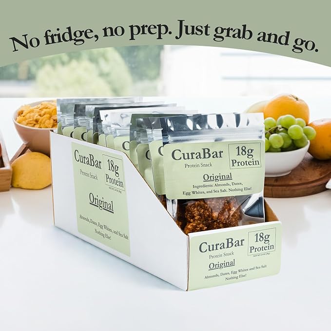 CuraBar Protein Bars – 17g Protein Low Carb Gluten Free Dairy Free Healthy Snack Seed Oil Free No Artificial Ingredients 12 Count Original