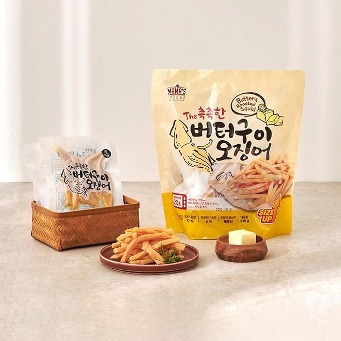 The Buttery Roasted Squid Jerky Snacks Soft dried seafood 2.36 oz (pack of 8) Juicy and tender squid grilled with butter