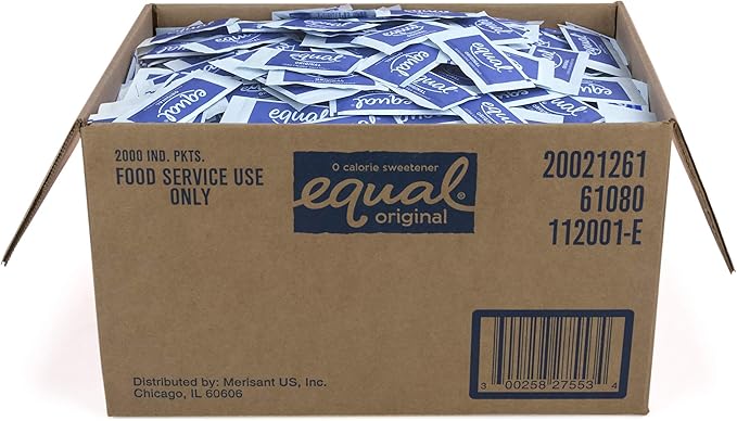 EQUAL 0 Calorie Sweetener Aspartame and Acesulfame-K Sweetener Packets Zero Calorie Sugar Alternative Erythritol Free 2000 Ct (Pack of 1)