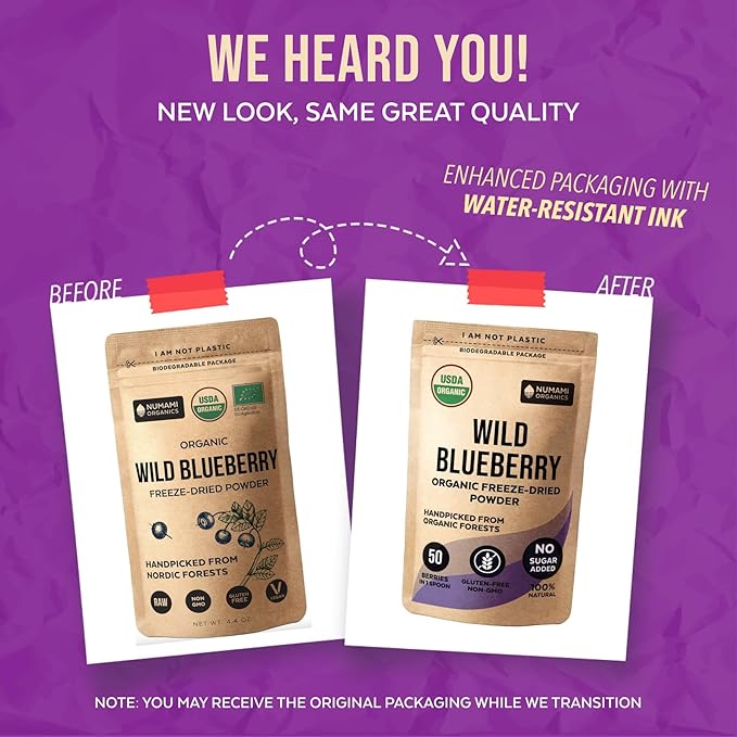 Wild Blueberry Powder Organic USDA Certified for Smoothies Baking and Flavoring Rich in Antioxidants and Vitamin C Organic Blueberries are Handpicked from Nordic Forests and Freeze Dried 6oz