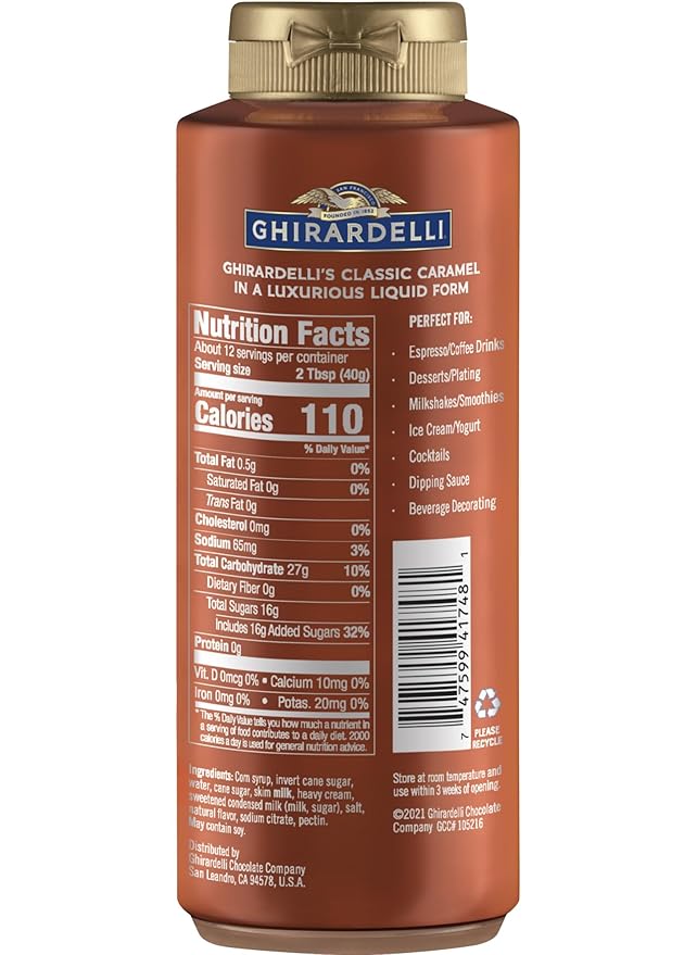 Ghirardelli Caramel Flavored Sauce 16 oz. Squeeze Bottle (Pack of 2)
