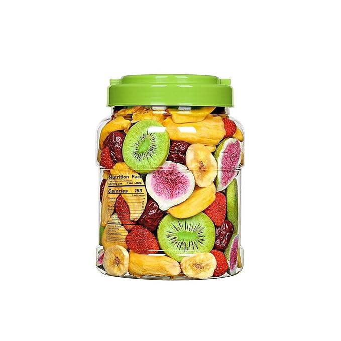 Instant Dried Vegetables and Fruits Chips 8.8 ounce/can 10 Types of Instant Dried Fruits and Vegetables Chips Mixed FruitsOkra Yellow Peach Figpurple Potato Fruit SnacksVegan (6 Cans)