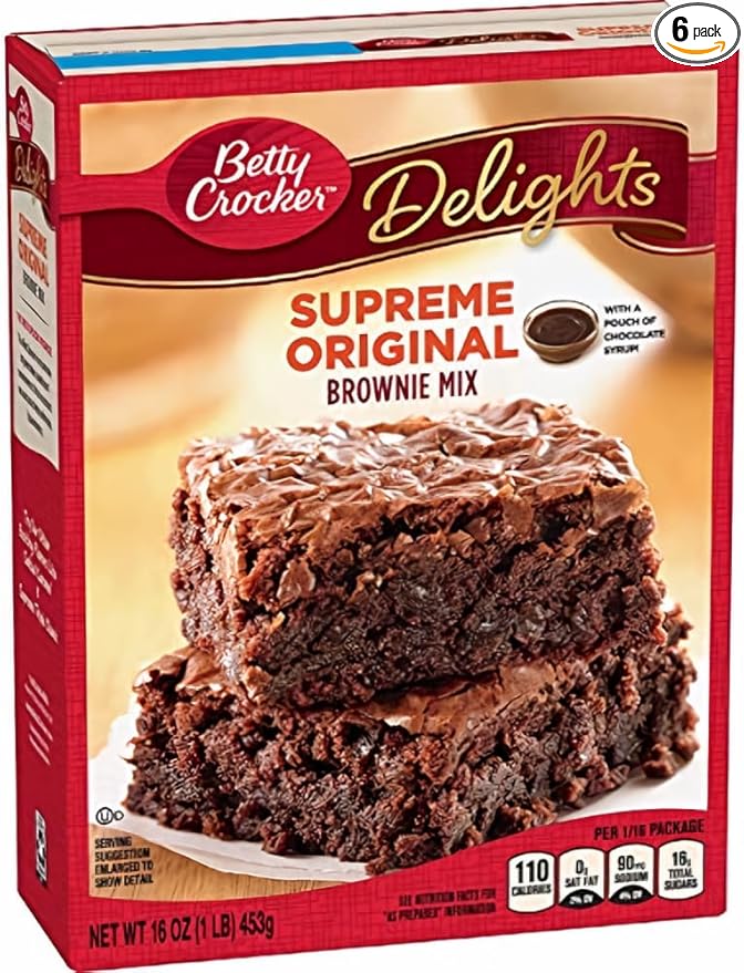 Betty Crocker Delights Supreme Original Brownie Mix 16 oz (Pack of 6)