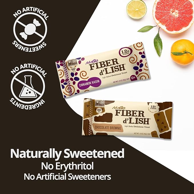 NuGo Fiber d'Lish Blondie 16 Count and Blueberry Cobbler 16 Count Bars 12g Fiber 150-160 Calories