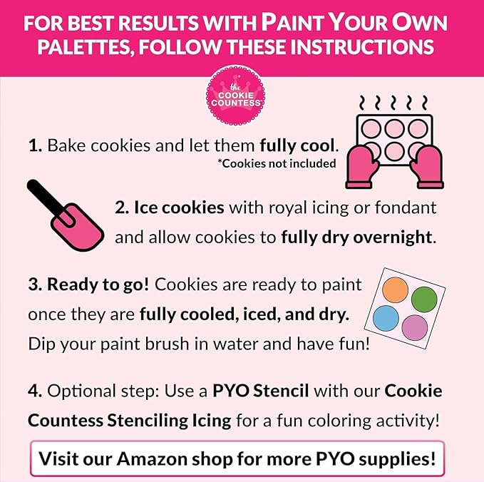 The Cookie Countess PYO Edible Paint Palettes 36 Pouch - Primary
