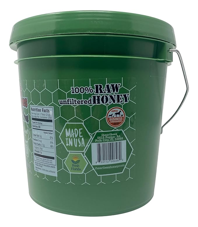 I HEART BEES Florida Fall Blend Raw and Unfiltered Honey 12 Pound Bucket