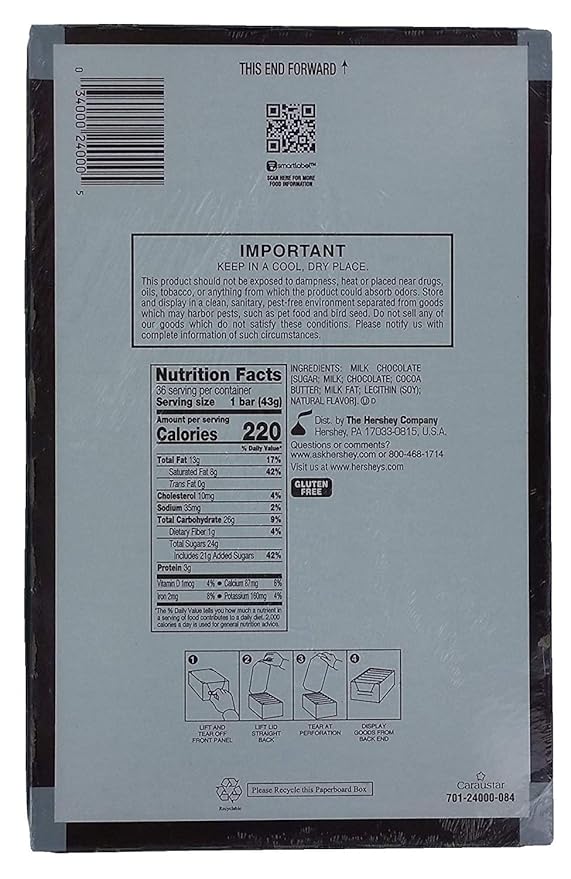 Hershey Milk Chocolate 1.55 oz 36/Box
