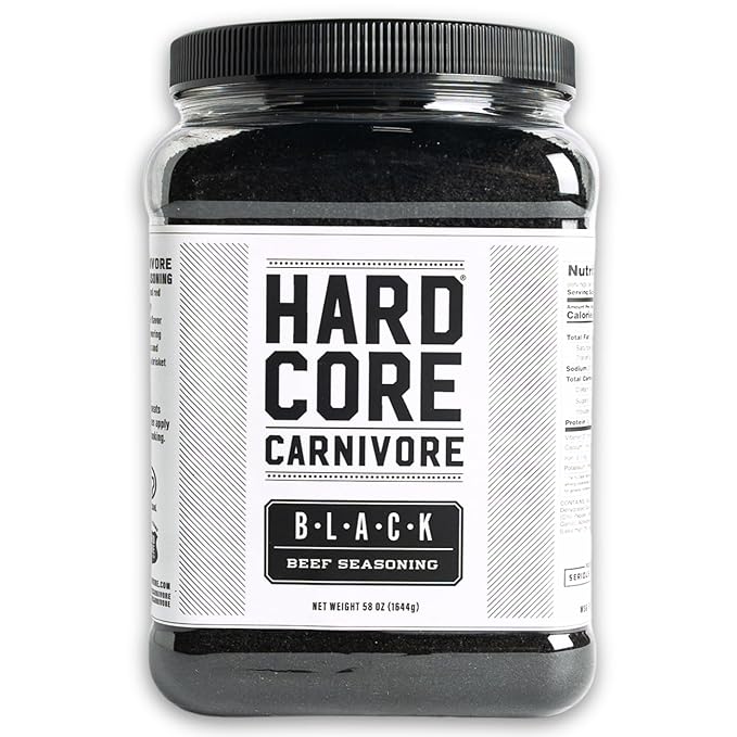 Hardcore Carnivore Black: Activated Charcoal Meat Seasoning Rub (58 oz Mega Pack) Texas-Made Blend for Steak Brisket Burgers BBQ Grilling and Smoking