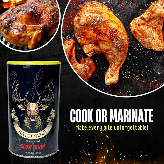 Bald Buck Seasoning Pack of 3 8 Oz (2 Bold Taste + 1 Slow Burn) | Rib Rub BBQ Chicken Seasoning | BBQ Rubs for Smoking |