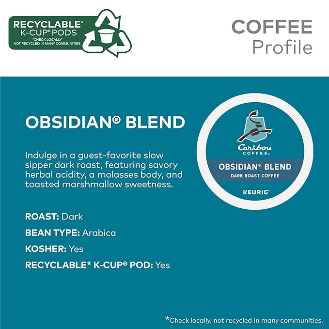 Caribou Coffee Obsidian Keurig Single-Serve K-Cup Pod Medium Roast Coffee 96 Count
