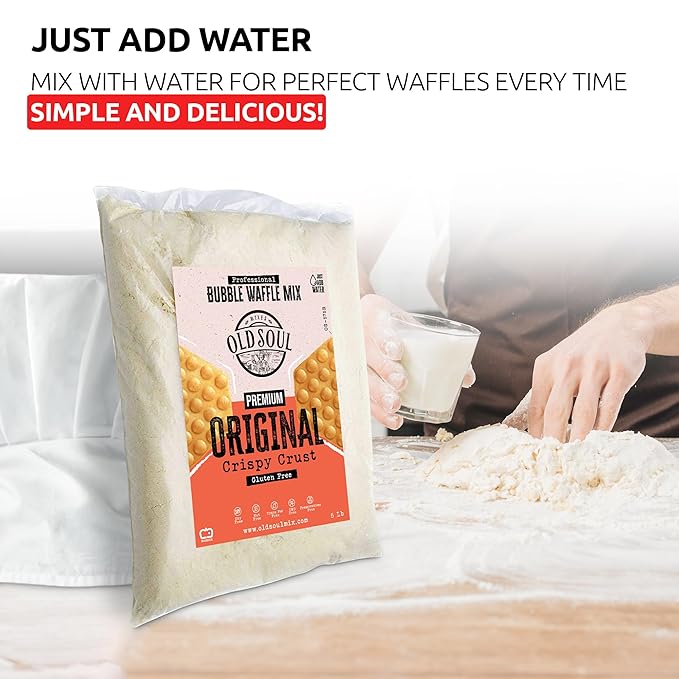 OldSoul Baking Mix | Dough Mix | Bubble Waffle Batter Mix | Original Flavor | GLUTEN FREE | 5 Lbs | 28 Big Waffles (5 Lbs Gluten Free)