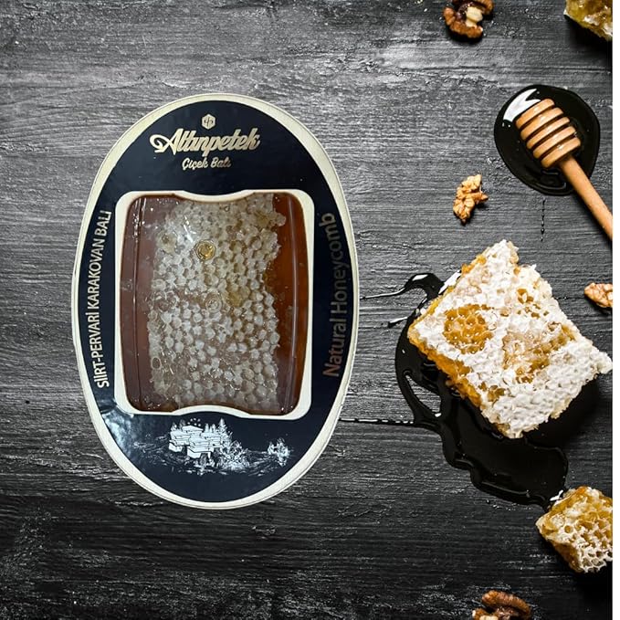 All natural Flower Raw Honeycomb 100% Honey Pure Turkish Raw Honey Comb -Raw Edible - Honey With Honeycomb 500 Gr. (17.64 Oz)