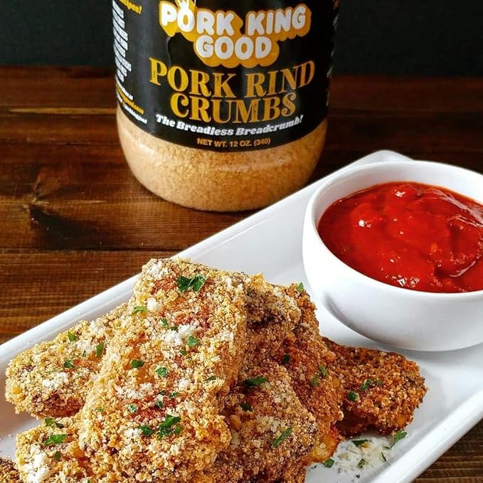 Pork King Good - Pork Rind Breadcrumbs - 2 Pack! Keto Friendly Paleo Gluten-Free Sugar Free Zero Carb Panko Substitute (Two 12 Oz Jars) (Original 2 Pack)