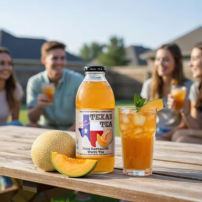 Texas Tea Pecos Cantaloupe White Tea Real Brewed White Tea with Real TEXAS Pecos Cantaloupes Non GMO No Preservatives Light and Refreshing Texas Brewed Tea 16 fl oz Pack of 12
