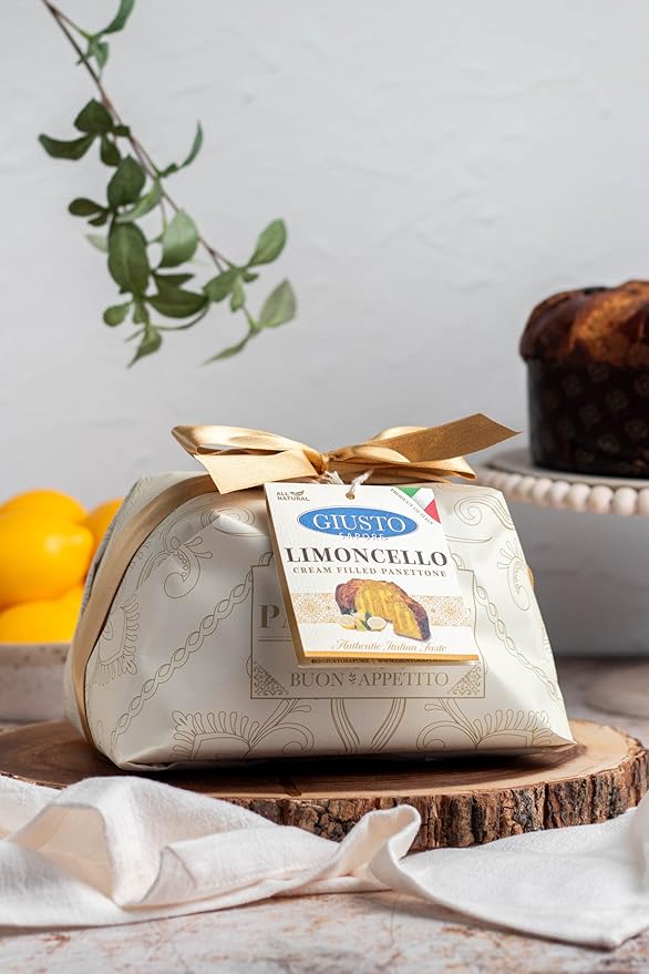 Giusto Sapore Authentic Italian Panettone Filled with Limoncello Cream - New and Imported from Italy Family Owned - 28.21 oz