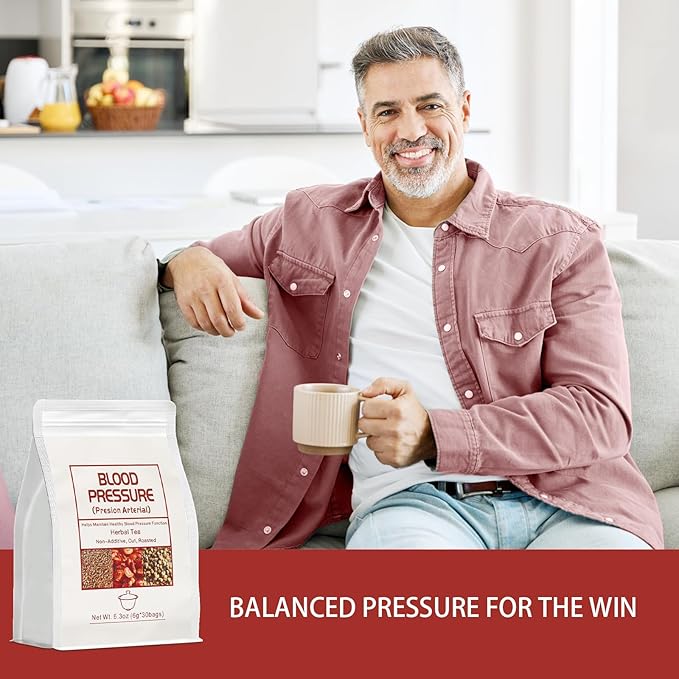 Blood Pressure Tea BagsHeart Functional Tea6g X 30 Bags 5.3 oz Natural Chinese Blend Herbal Tea Gluten FreeCaffeine Free Non-GMO