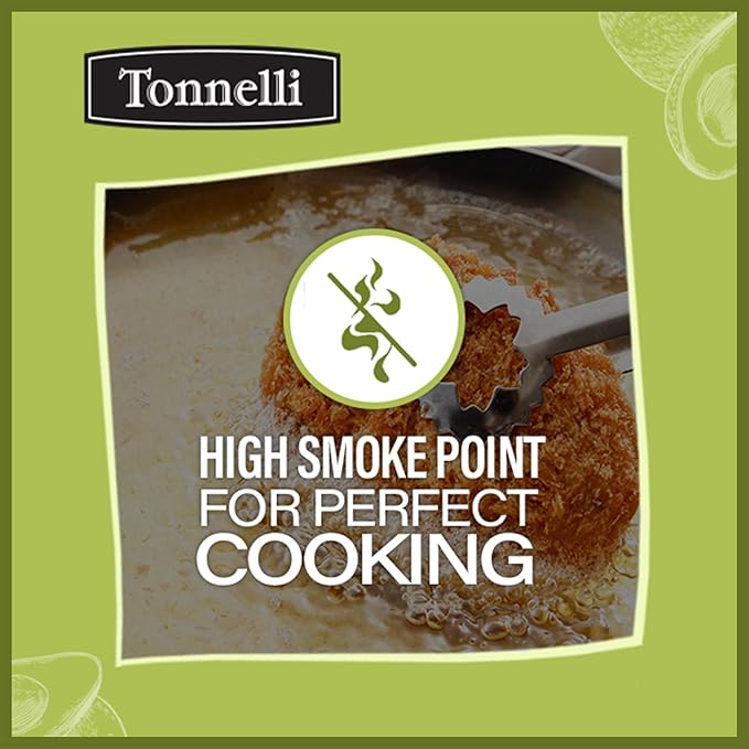 Tonnelli Premium Cold Pressed Naturally Refined Avocado Oil 1 Liter | High Smoke Point 520F | Product of Spain Certified Kosher (including Passover)