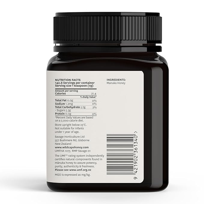 WildCape Manuka Honey Certified UMF 10+/MGO 263+ - 100% Pure Raw Unpasteurized Non-GMO Made in New Zealand - 35.2 oz (Pack of 1)