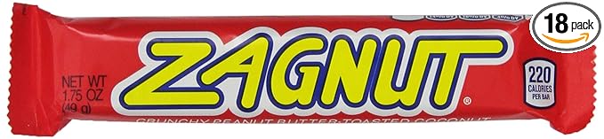 ZAGNUT Peanut Butter Coconut Candy Bar 1.75 Ounce (Pack of 18)