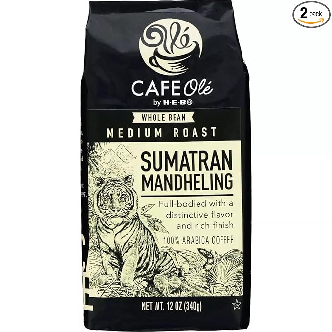 CAFE Olé by H‑E‑B Whole Bean Medium Roast Sumatran Mandheling Coffee 12 oz 2 bags