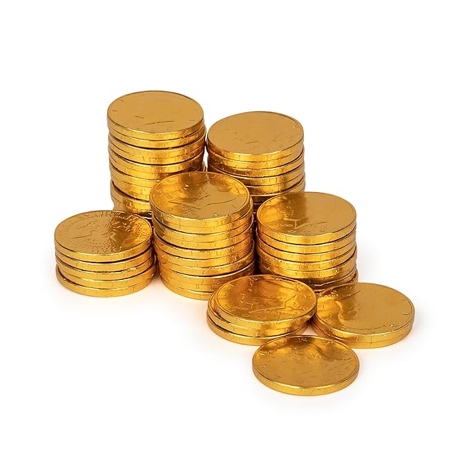 The Snackery Large Kennedy Half Dollar Gold Foil Coins 180 Pieces Individually Wrapped Milk Chocolatey Coins (2 lb)