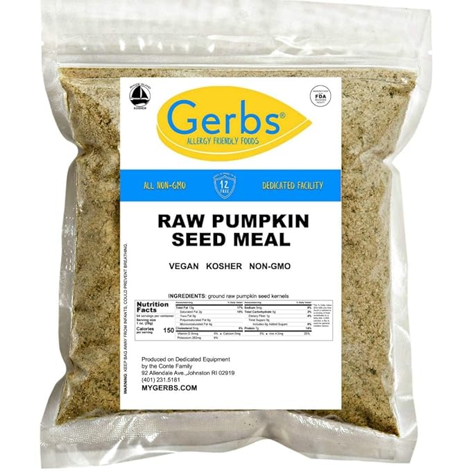 GERBS Pumpkin Seed Meal 4 LBS. Premium Grade | Freshly Harvested &amp Packaged in Resealable Bulk Bag | Non-GMO Keto &amp Paleo | Heart healthy Natural Sleep Aid &amp antioxidant rich | Gluten Pe