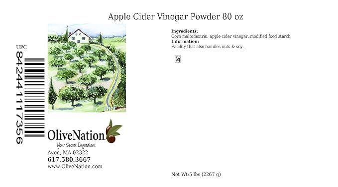 OliveNation Apple Cider Vinegar Powder Tangy Seasoning for Cooking Baking Dressings Dusting Flavor Non-GMO Gluten Free Vegan - 80 ounces