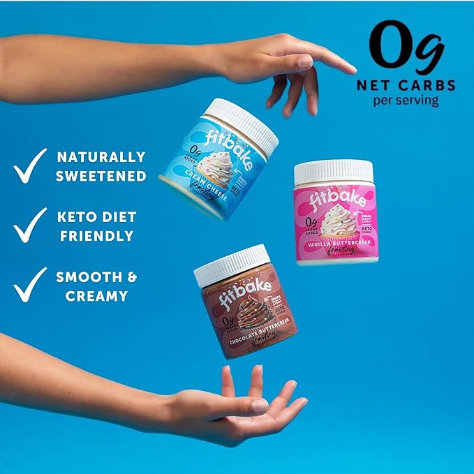 FitBake Chocolate Cake Baking Mix and Cream Cheese Frosting Bundle | 0g to 2g Net Carbs Per Serving | Keto Friendly Low Carb Food | Gluten Free Desserts | No Added Sugar