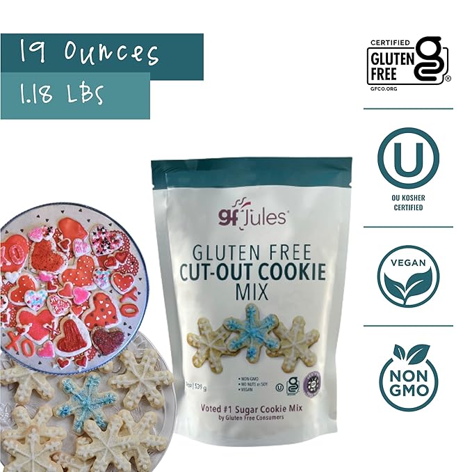 gfJules Certified Gluten Free Original &amp Cut Out Cookie Baking Mix | No Grit Non-GMO Vegan Kosher &amp Top 9 Allergen Free | Alternative to Regular Cookie Mixes