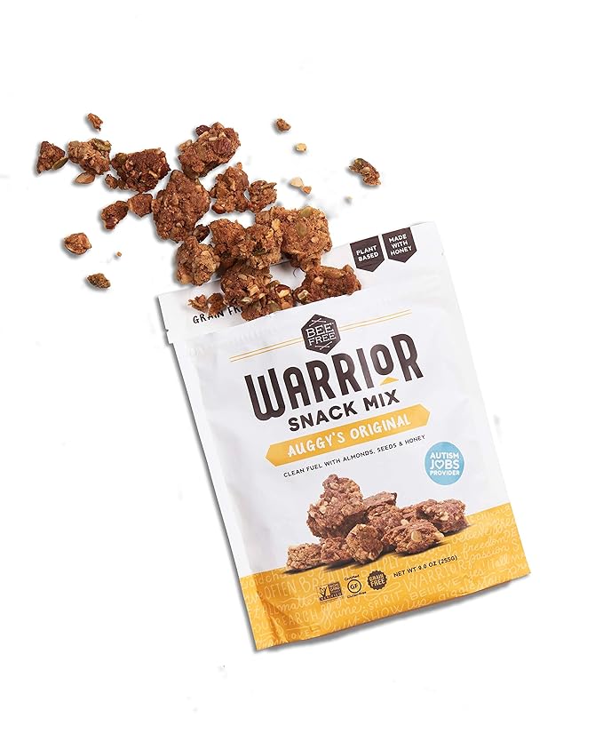 BeeFree Warrior Mix Gluten Free Granola - Chunky Granola Bites | Paleo Low Carb Grain Free Preservative Free Oat Free | Auggy’s Original Mix 9 Ounce Bags 3 Pack