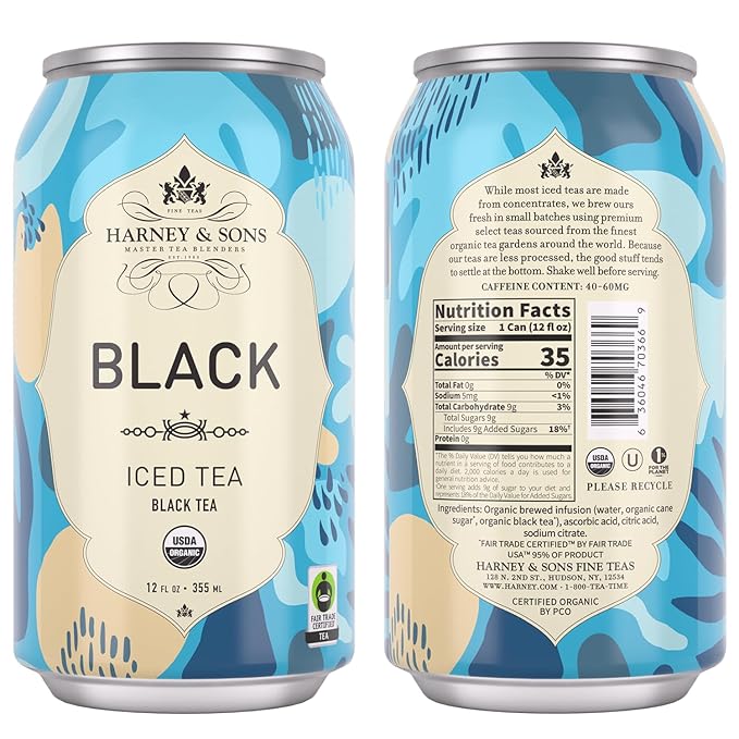 Harney &amp Sons Organic Black Iced Tea 12 oz can (Pack of 12)