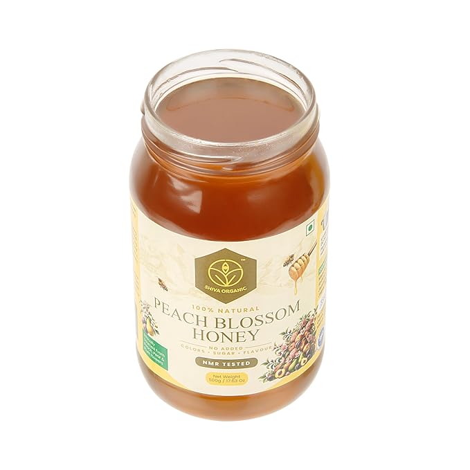 Shiva Organic's Peach Blossom Honey - Pure Raw Unfiltered (35.27 Ounces (1000g) Peach Blossom Honey)