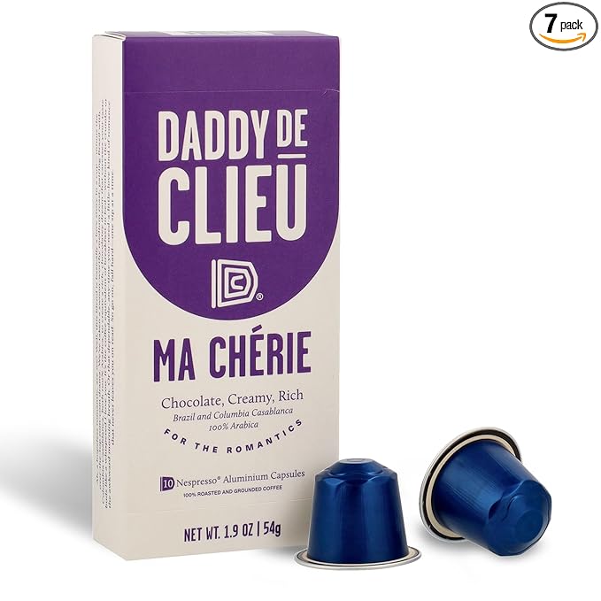 Daddy De Clieu Ma Chérie Coffee Pods (Rich &amp Chocolatey Brazil &amp Columbia Casablanca 100% Arabica Blend) Compatible with Nespresso Original Line Machines Recyclable Aluminum Capsules 70 C