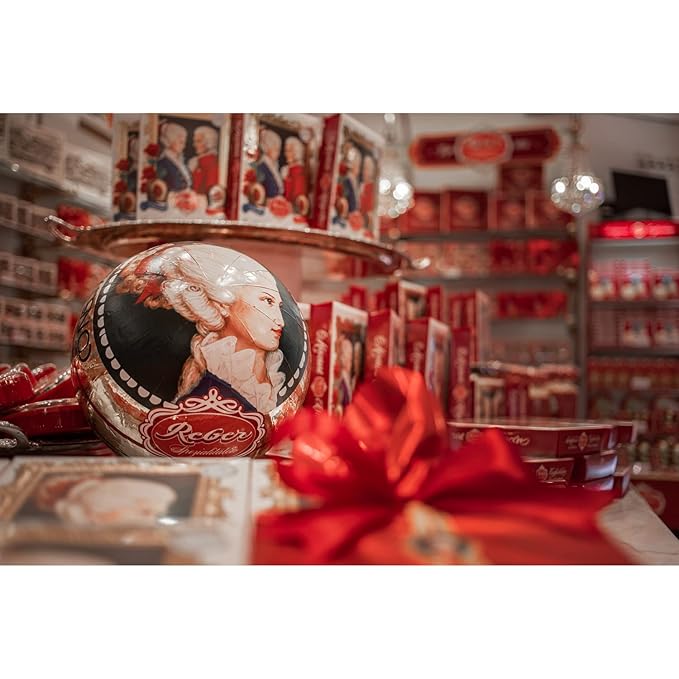 REBER Constance Kugel with White Chocolate with Hazelnut Praline and Marizpan Filling with Raspberry 6pc Portrait Box
