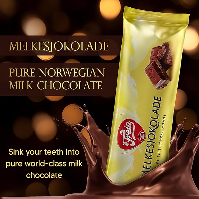 Freia Norwegian Milk Chocolate Bars 12-Pack 60g Individually Wrapped Rich Decadent Smooth Melt-in-Your-Mouth
