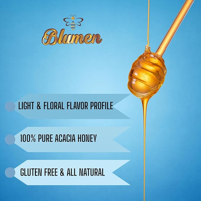 Blumen Natural Acacia Honey 17.6 oz – 100% Pure &amp Natural Light Floral Taste Gluten Free Product of Germany [Pack of 2]