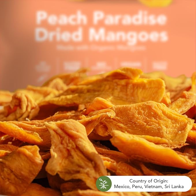 Earthside Farms Peach Paradise Dried Organic Mangoes 2.8oz 6 Pack – No Sugar Added Gluten-Free Vegan Snack – Naturally Sweet Dried Fruit – Perfect Healthy On-the-Go Snack for Work School Travel