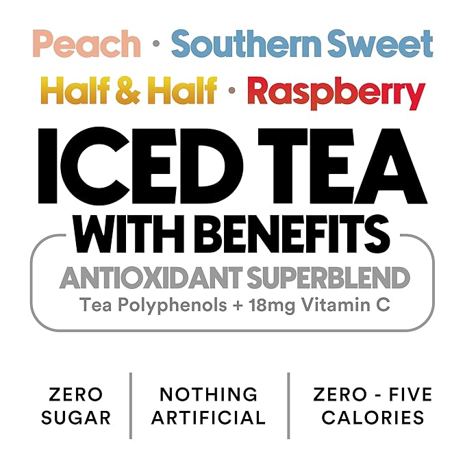 Ryl Iced Tea MVP Variety Pack – Antioxidant Superblend No Artificial Ingredients Zero Sugar Zero Calorie Low Carb Non-GMO Kosher Gluten Free Made in the USA 12-Pack 16 Fl Oz