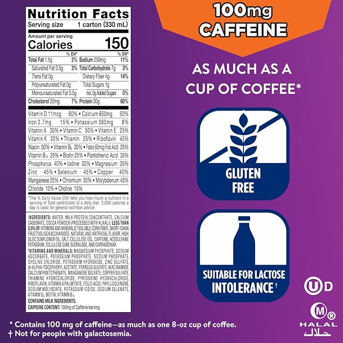 Ensure Max Protein Shake | Milk Chocolate with Caffeine | Ready to Drink | 30g Protein for Muscle Health | 1g Sugar 4g Fiber | 11 fl oz 12 Pack