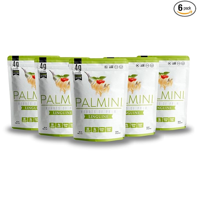 Palmini Linguine Pasta | Low-Carb Low-Calorie Hearts of Palm Pasta | Keto Gluten Free Vegan Non-GMO Plant Based Healthy Noodles | As Seen on Shark Tank |(12 Ounce - Pack of 6)