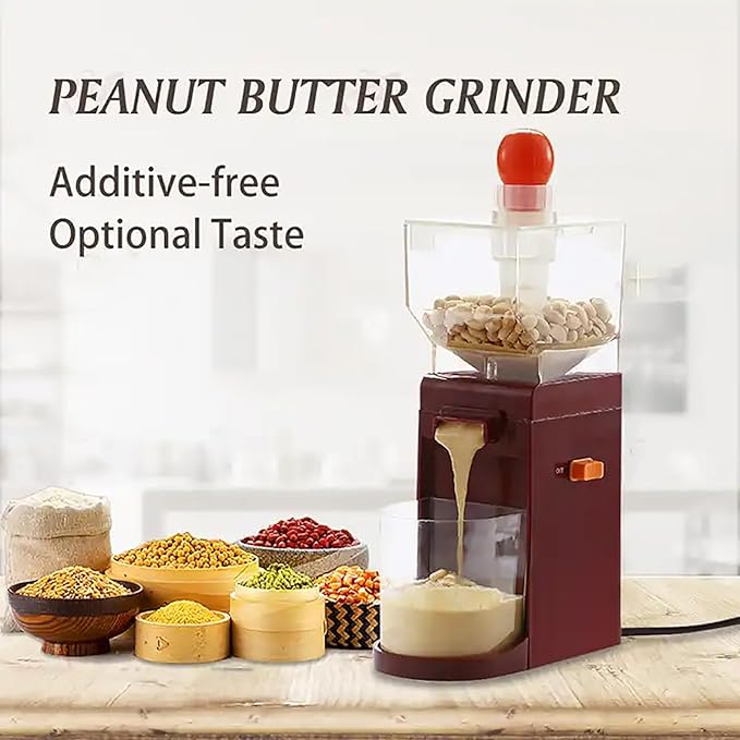 ERICAT Electric Peanut Butter Maker Small Peanut Butter Machine with Anti-Slip Base 500ml Large Capacity and 120W Strong Motor Power Stirring Hook Design and Removable Parts for Peanuts Cashews