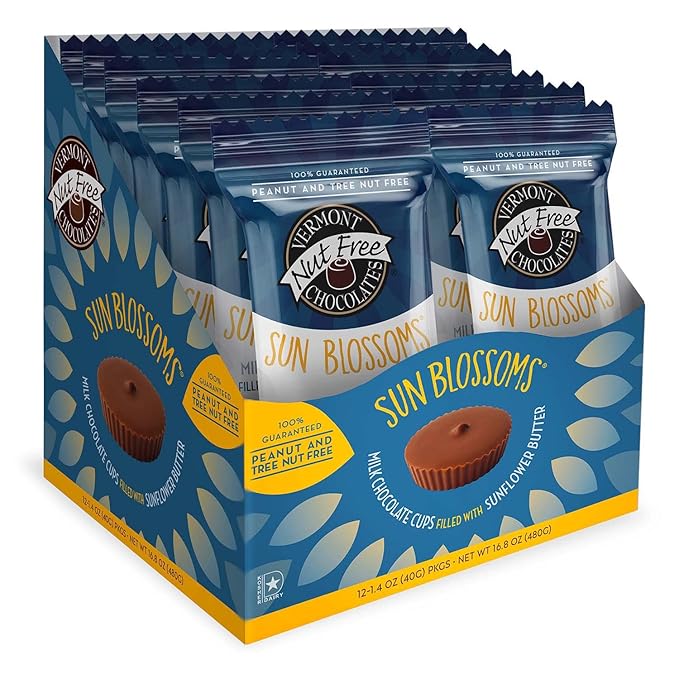 Vermont Nut Free Chocolates Sun Blossoms® (Milk Chocolate) 12 Count Nut-Free Egg-Free Kosher