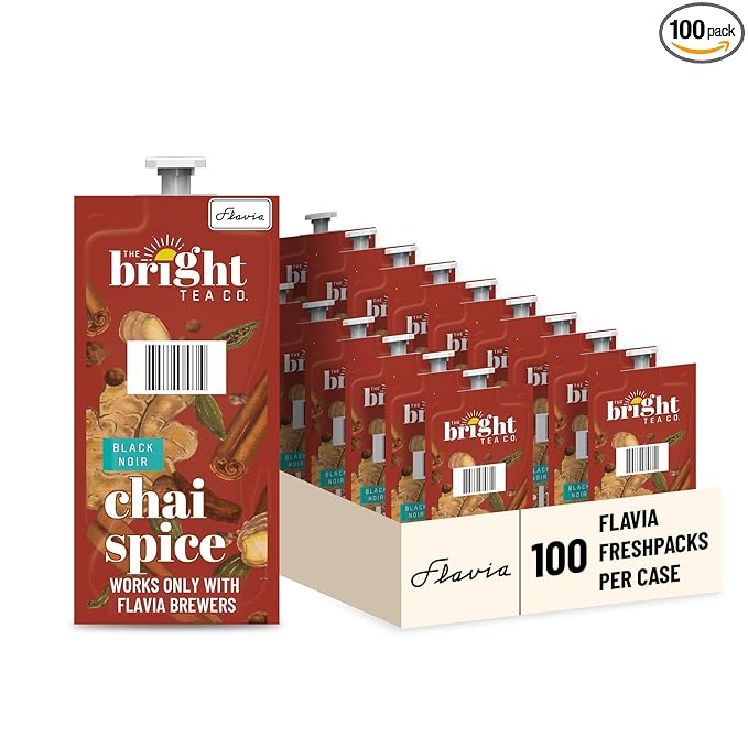 Flavia Bright Tea Co. Chai Spice Freshpacks works only with Flavia Brewers (Case of 100)