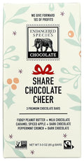 Endangered Species 48% Cocoa Fudgy Peanut Butter Milk Chocolate Bar Non GMO 3 Ounces (Pack Of 12)