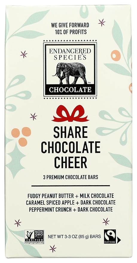Endangered Species 48% Cocoa Fudgy Peanut Butter Milk Chocolate Bar Non GMO 3 Ounces (Pack Of 12)