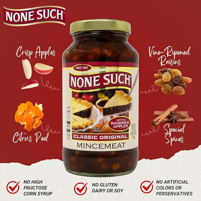 None Such Mincemeat Classic Original with Apples and Raisins Gourmet All Natural No High Fructose Corn Syrup 27 Ounce (Pack of 2)